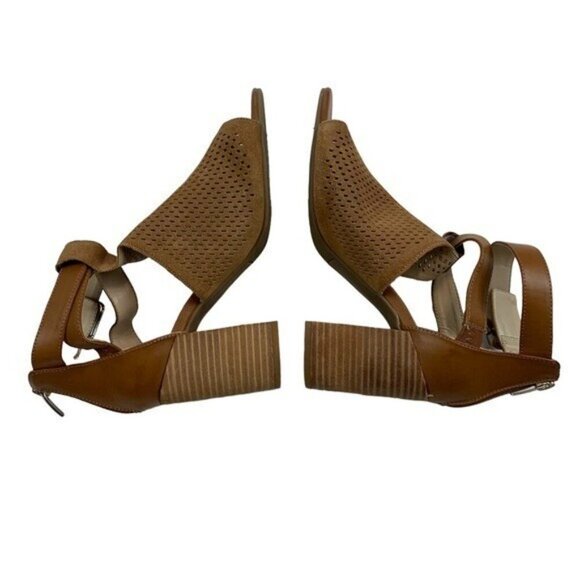 Marc Fisher 8 Brown Leather Cutout Booties Sandals Boho Western - Picture 4 of 9
